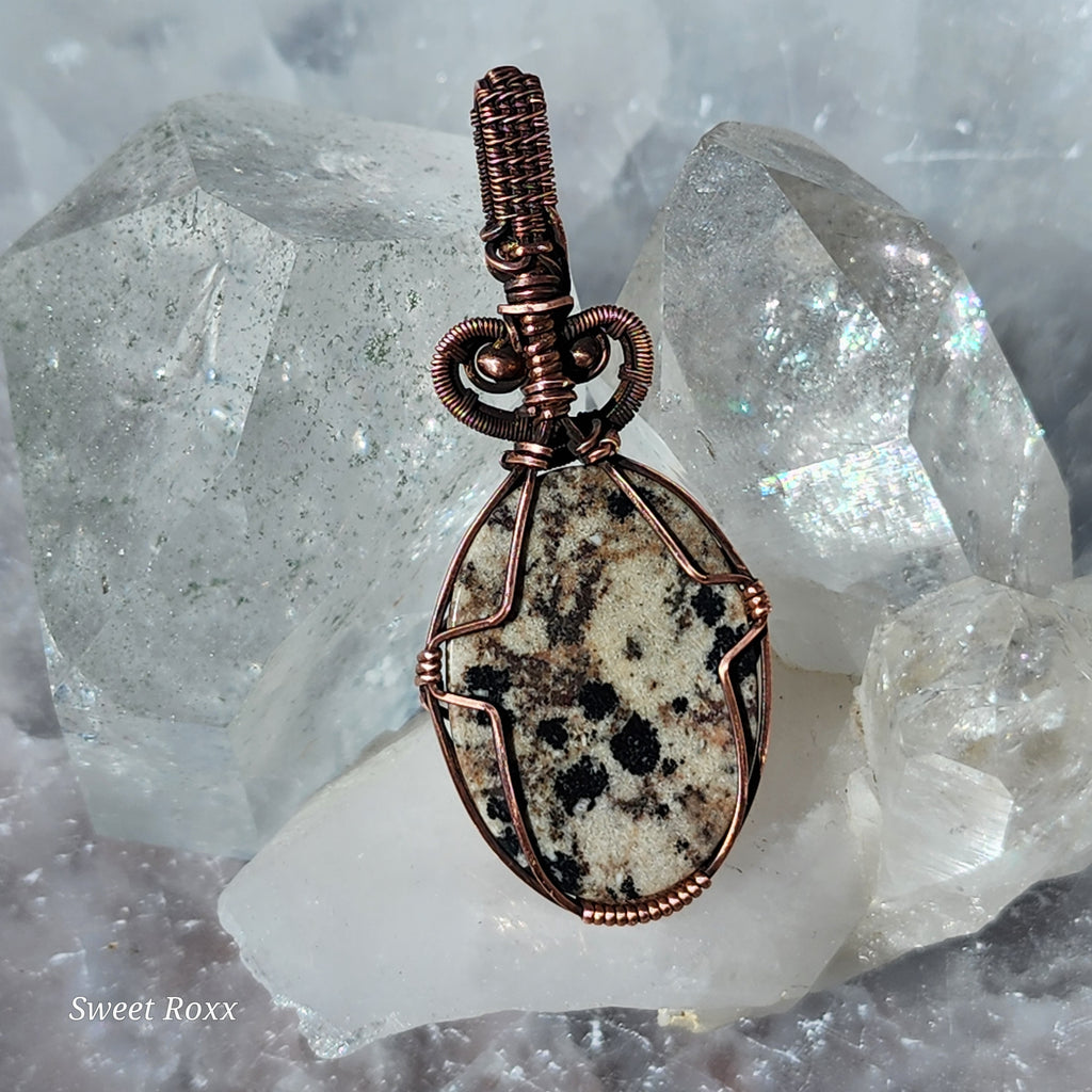 Dalmatian Jasper Pendant in Vintage Copper