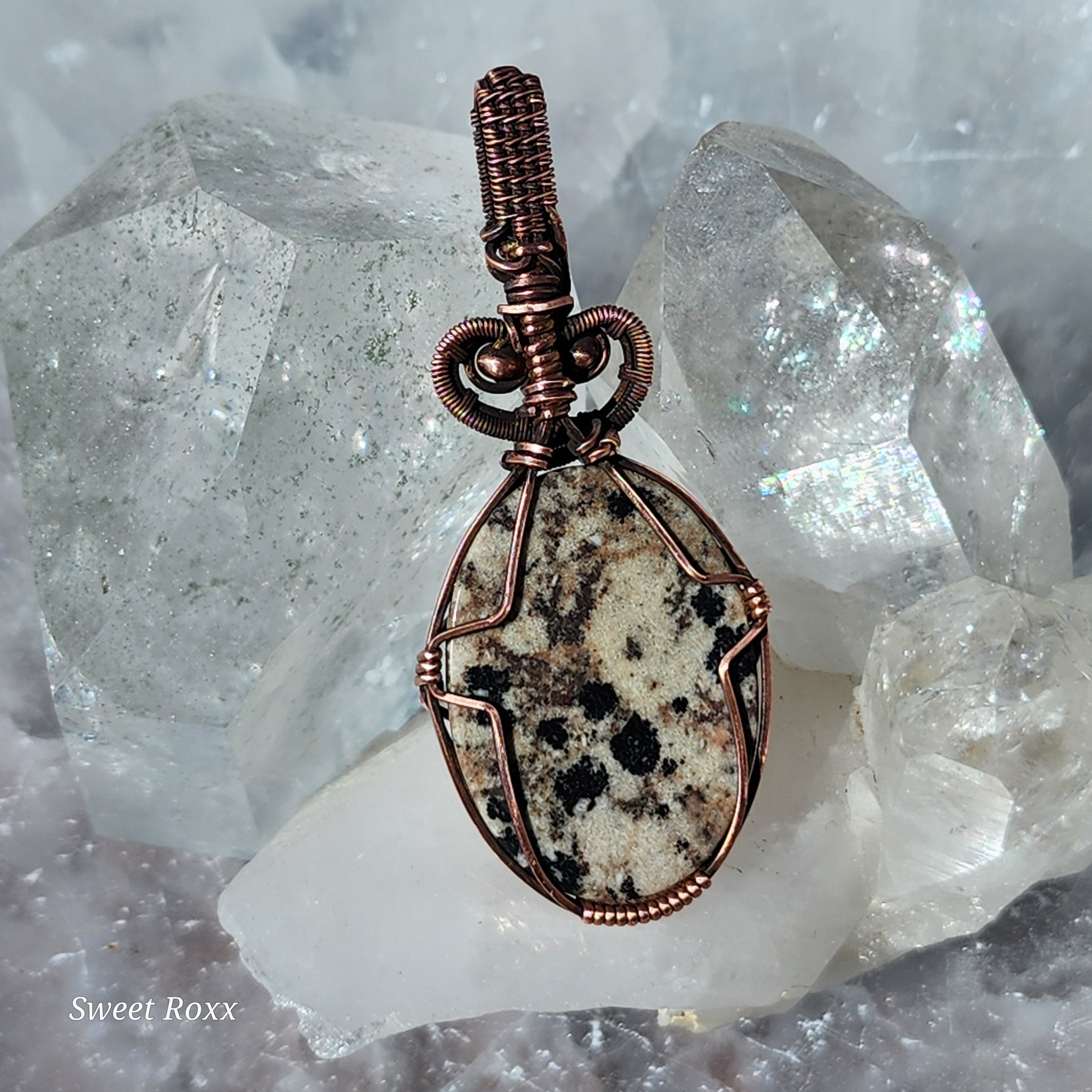 Dalmatian Jasper Pendant in Vintage Copper