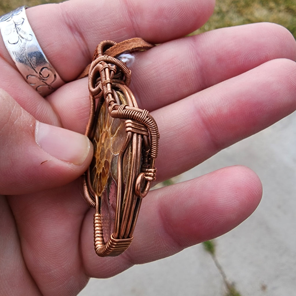 Ammonite Fossil with Vintage Copper