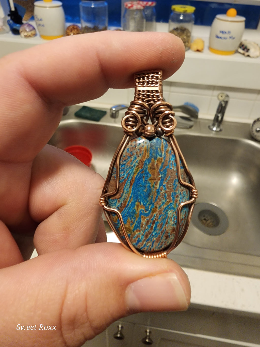 Azurite Wrapped in Vintage Copper