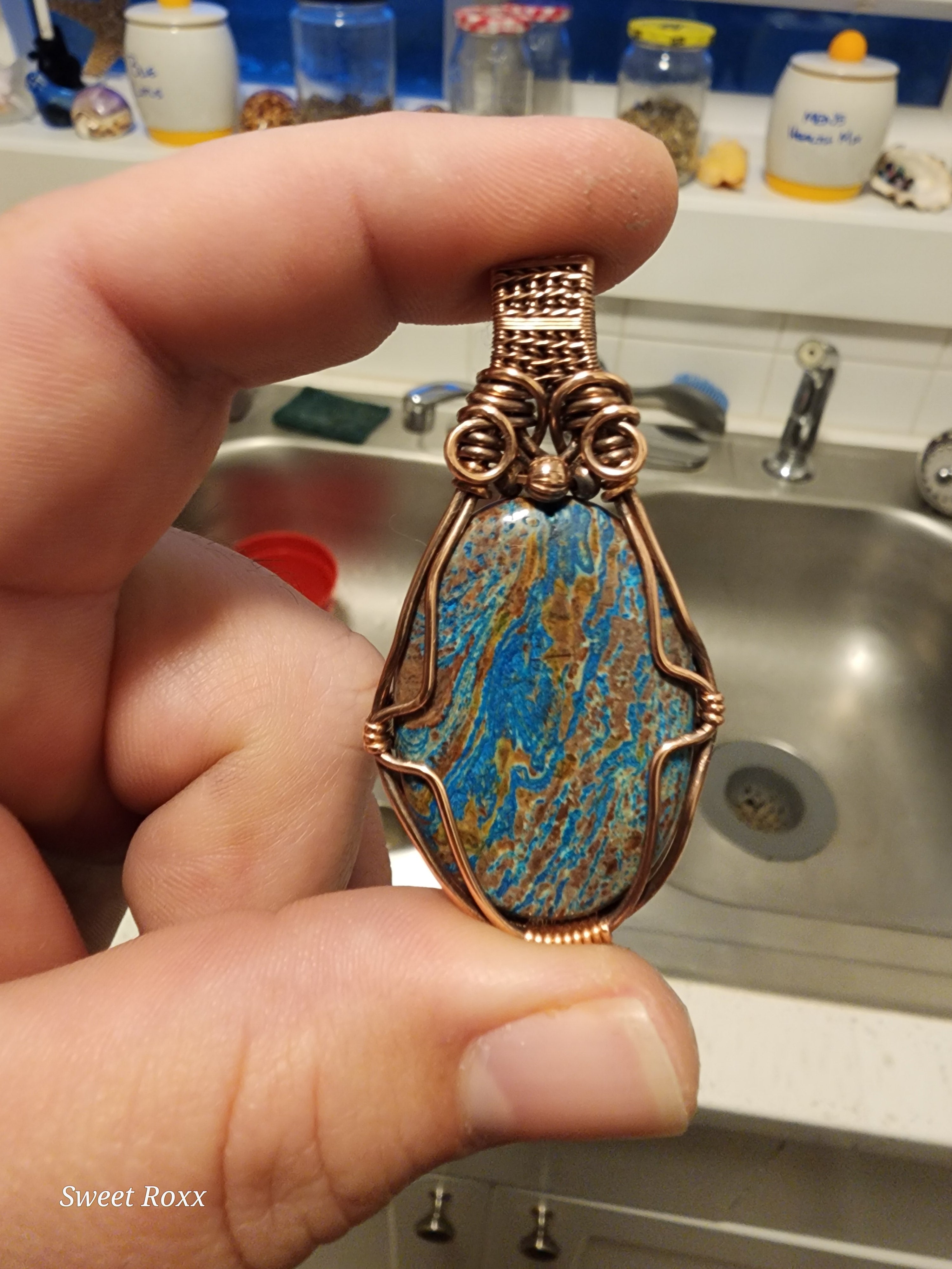 Azurite Wrapped in Vintage Copper