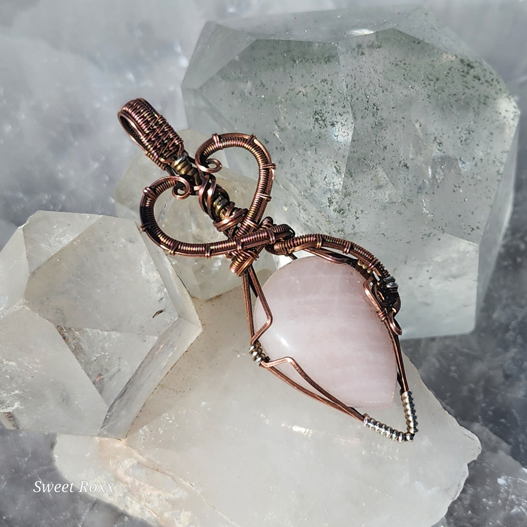 Handcrafted Rose Quartz Wire-Wrapped Pendant