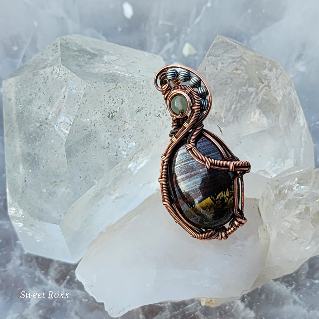 Divine Masculine Tiger Iron Pendant in Vintage Copper