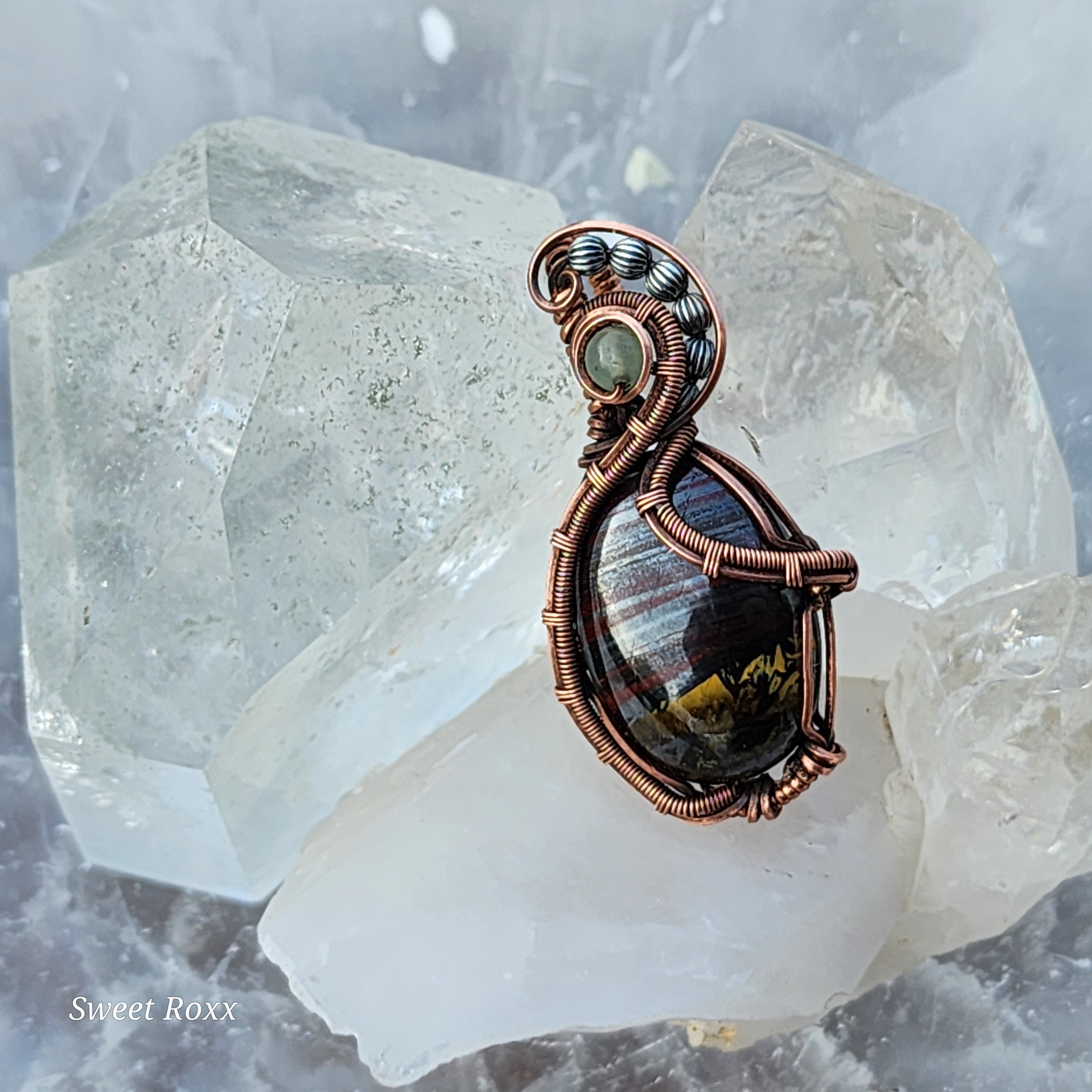 Divine Masculine Tiger Iron Pendant in Vintage Copper
