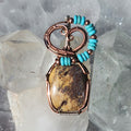 Handcrafted Petrified Wood & Turquoise Talisman