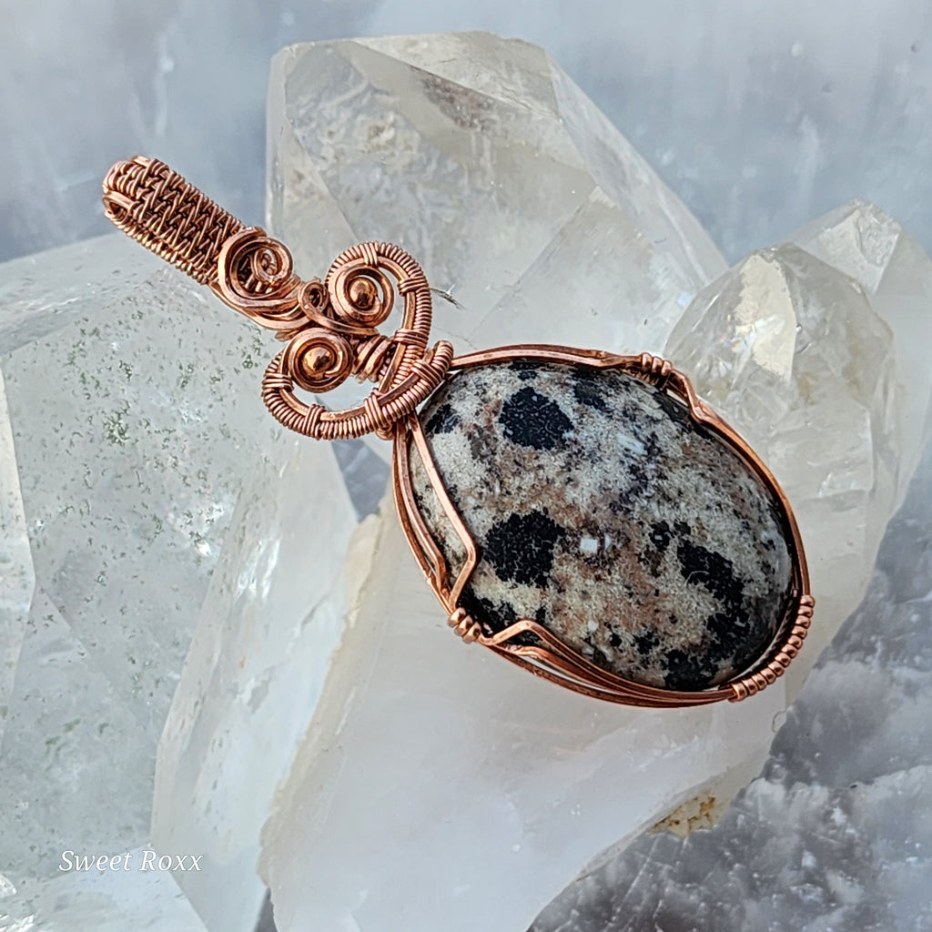 Dalmatian Jasper Pendant in Vintage Copper