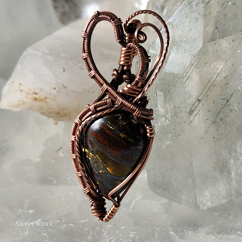 Divine Feminine Tiger Iron Pendant in Vintage Copper