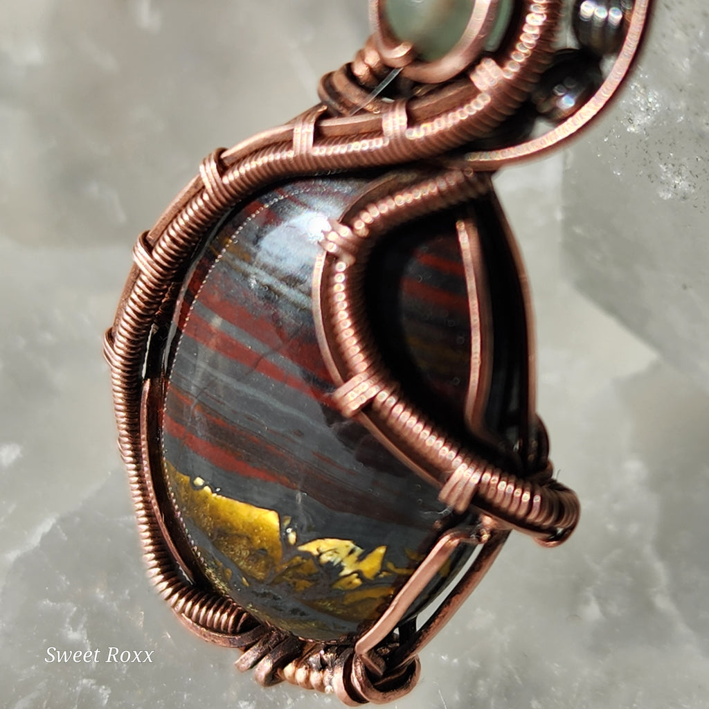 Divine Masculine Tiger Iron Pendant in Vintage Copper