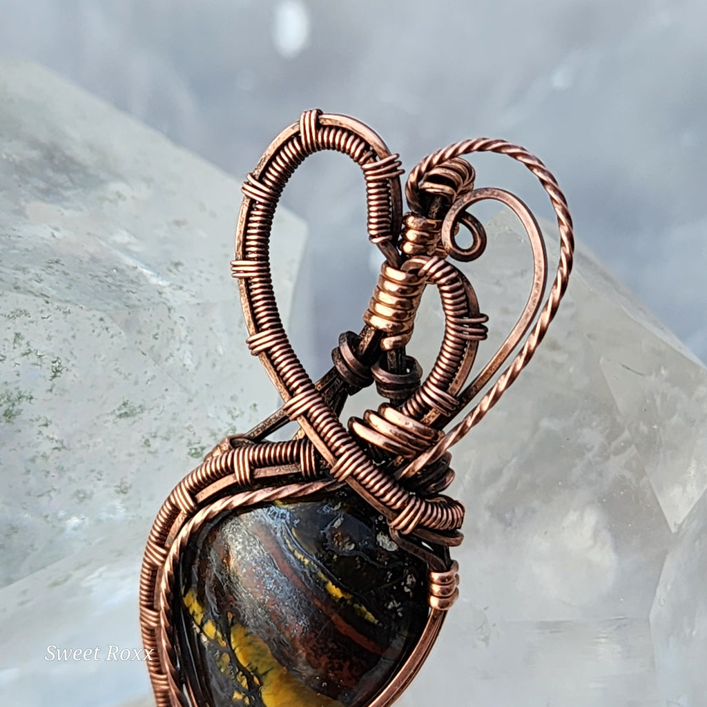Divine Feminine Tiger Iron Pendant in Vintage Copper