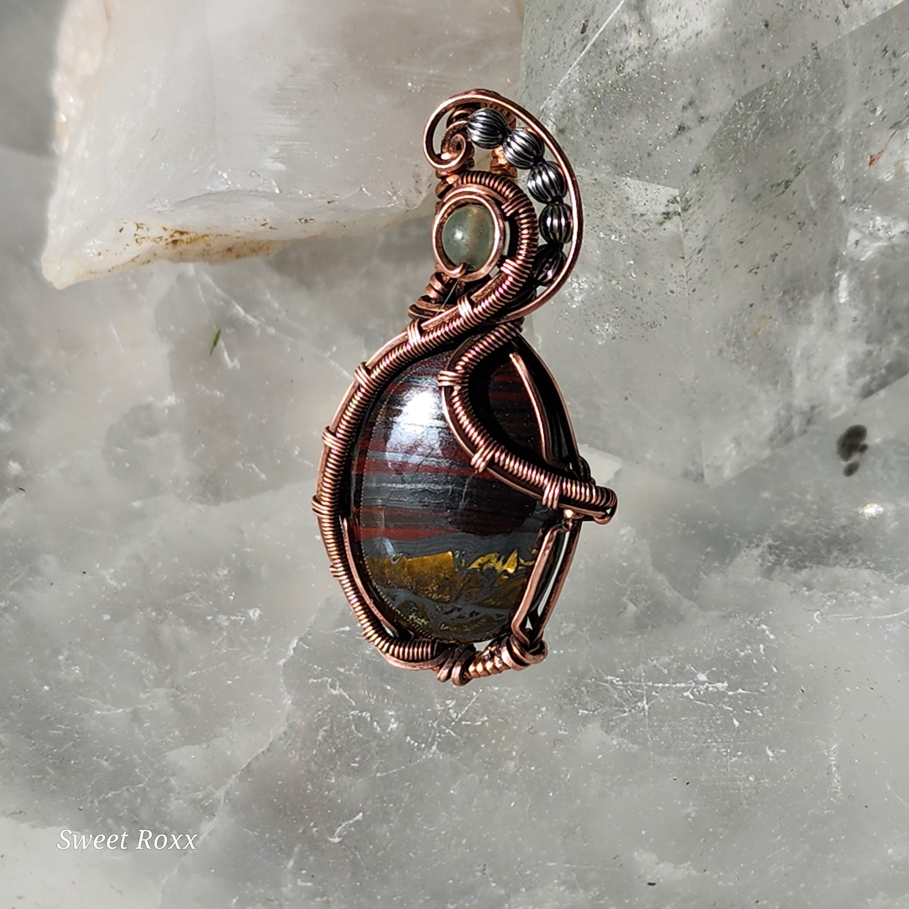 Divine Masculine Tiger Iron Pendant in Vintage Copper