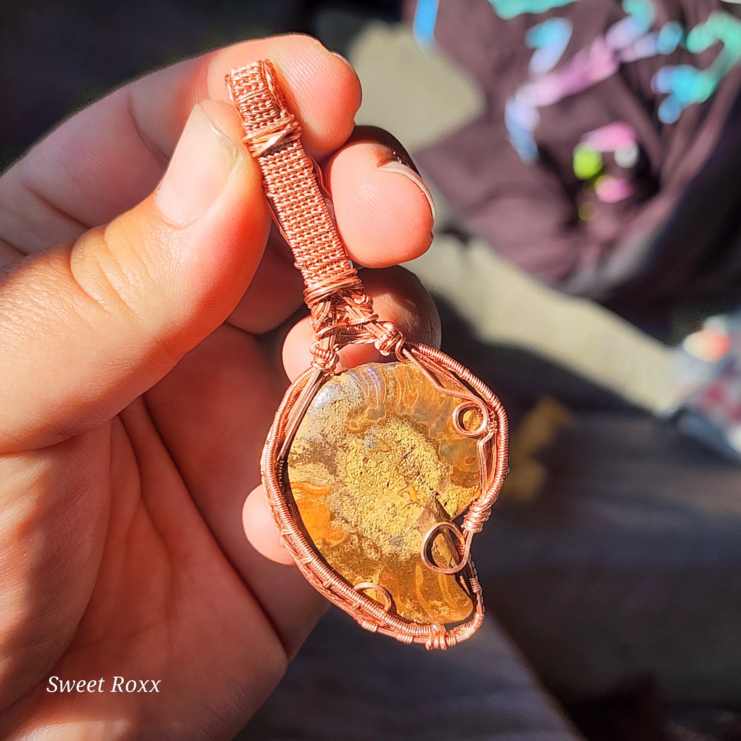 Ammonite with Ametrine in Vintage Copper