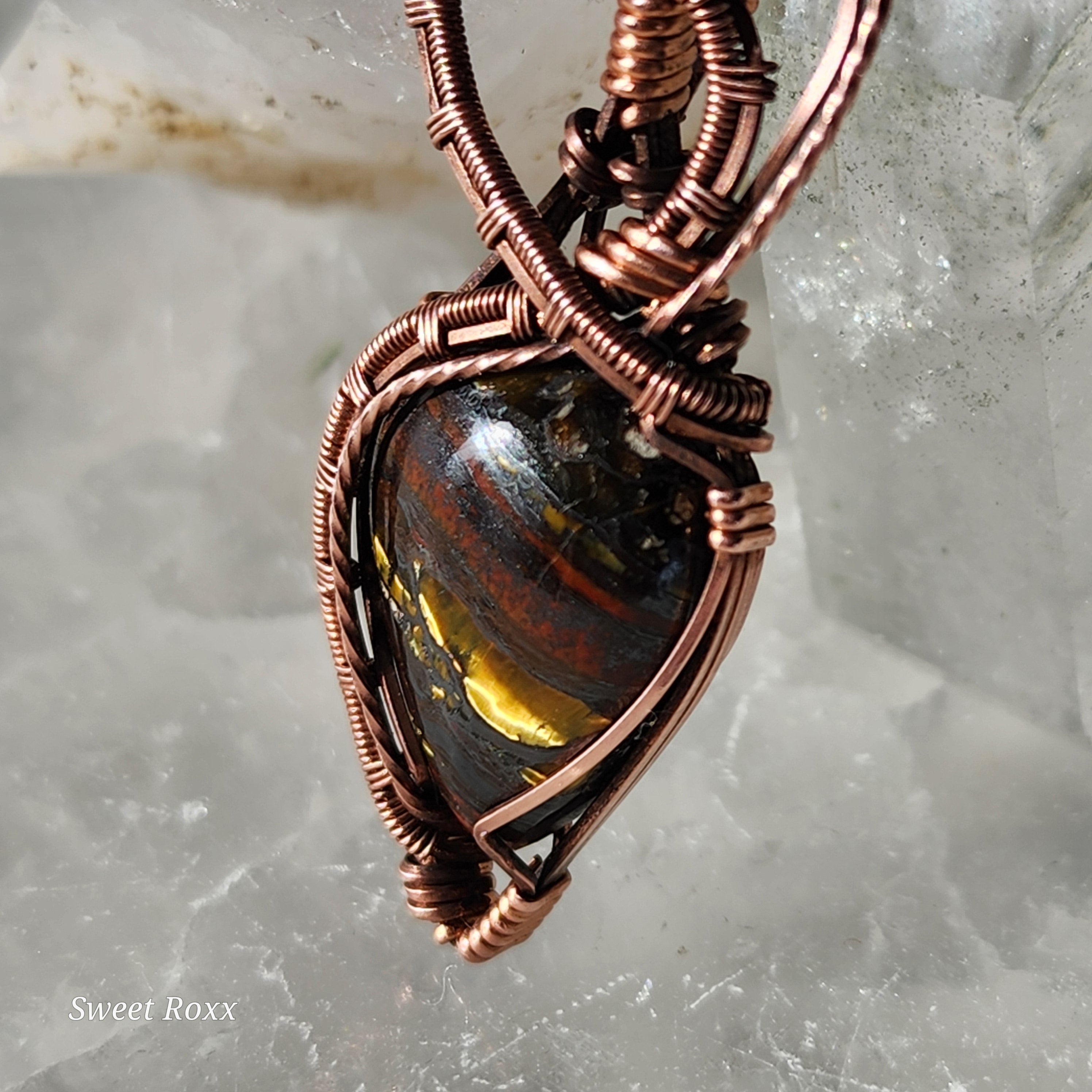 Divine Feminine Tiger Iron Pendant in Vintage Copper