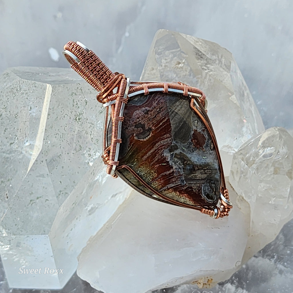 Structural Mushroom Rhyolite Shield Pendant