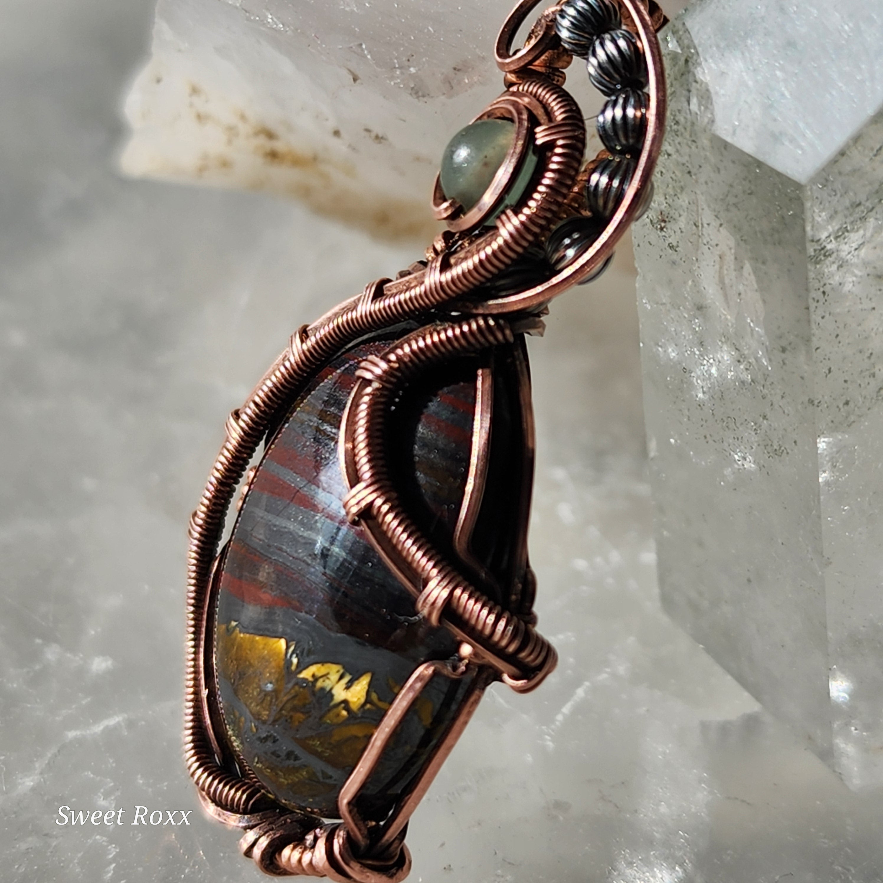 Divine Masculine Tiger Iron Pendant in Vintage Copper