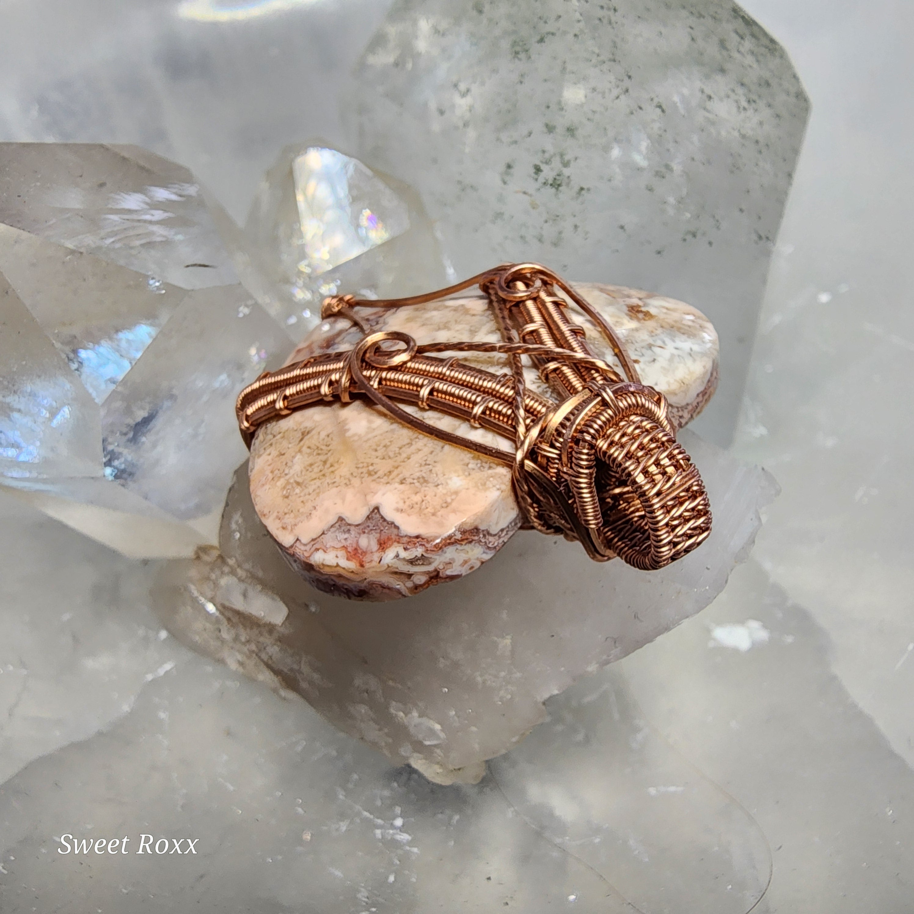 Mexican Crazy Lace Agate Reversible Heart Pendant