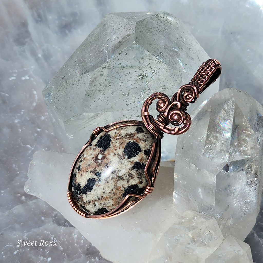 Dalmatian Jasper Pendant in Vintage Copper