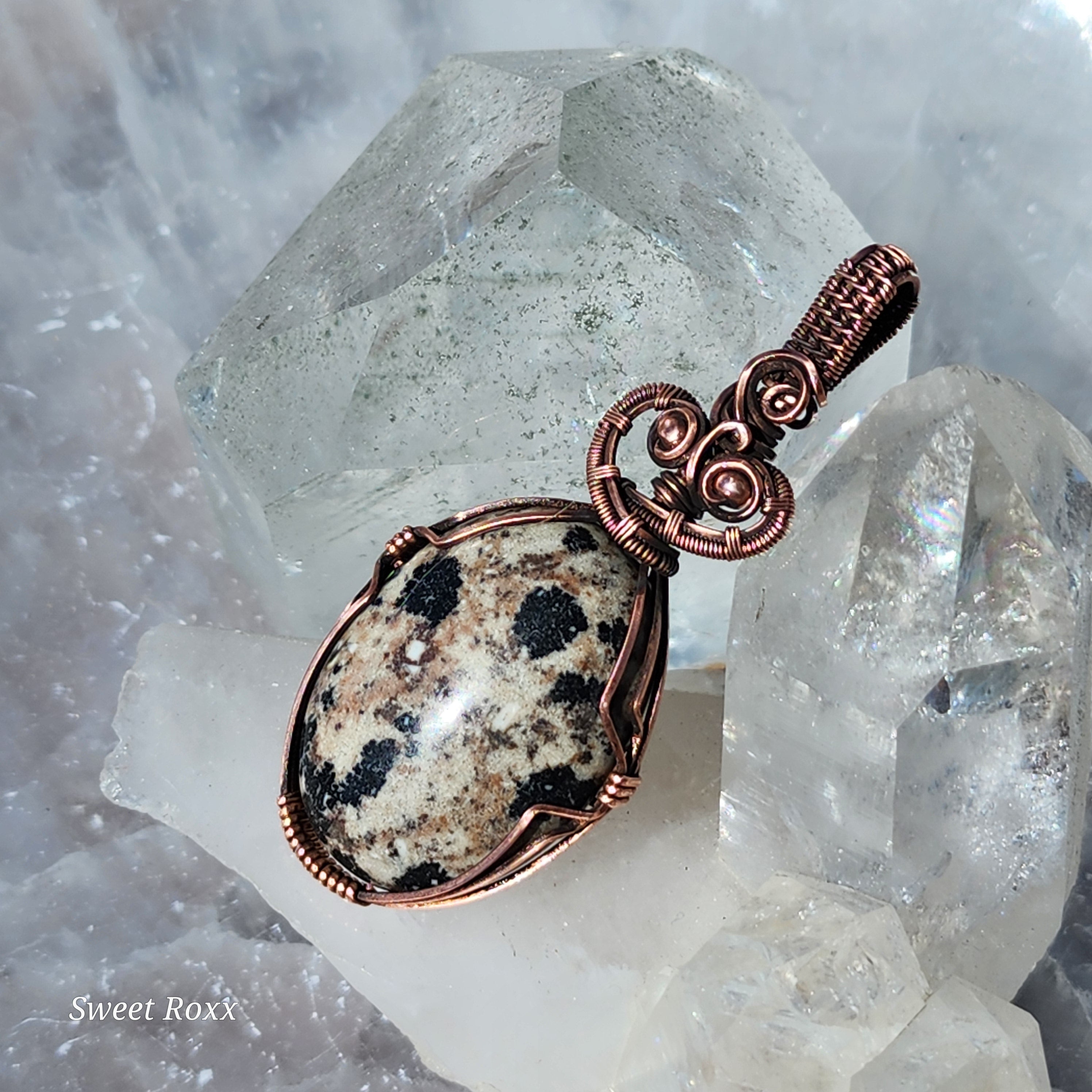 Dalmatian Jasper Pendant in Vintage Copper