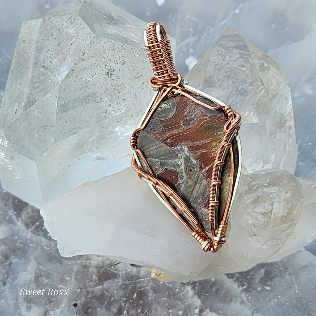 Structural Mushroom Rhyolite Shield Pendant