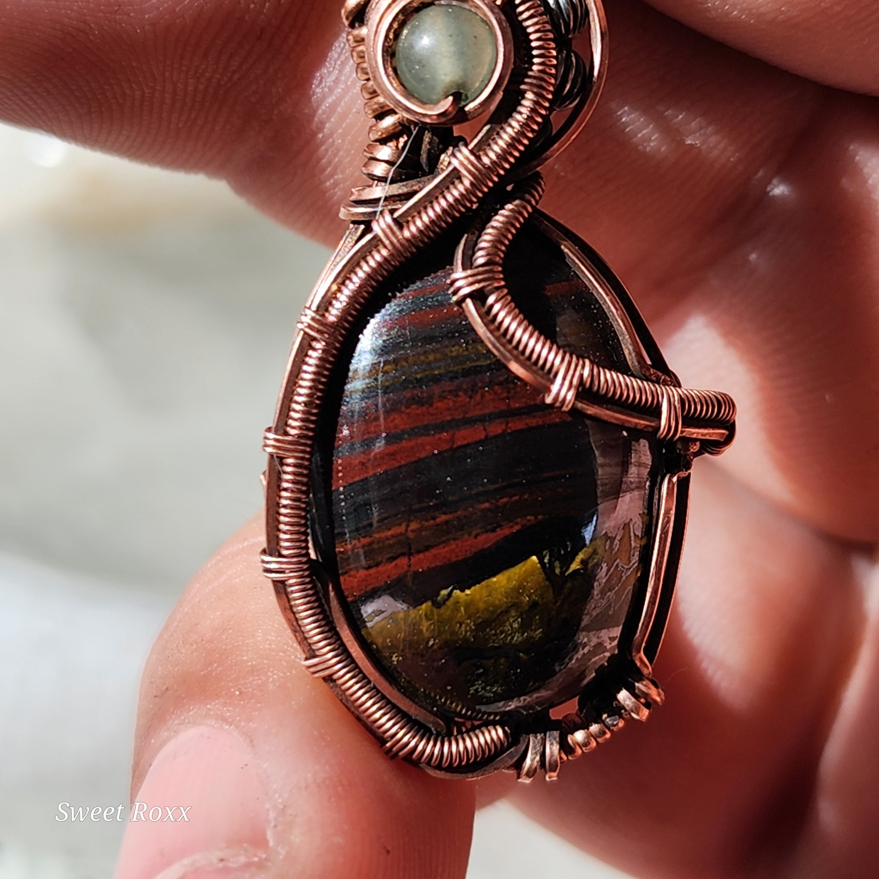 Divine Masculine Tiger Iron Pendant in Vintage Copper