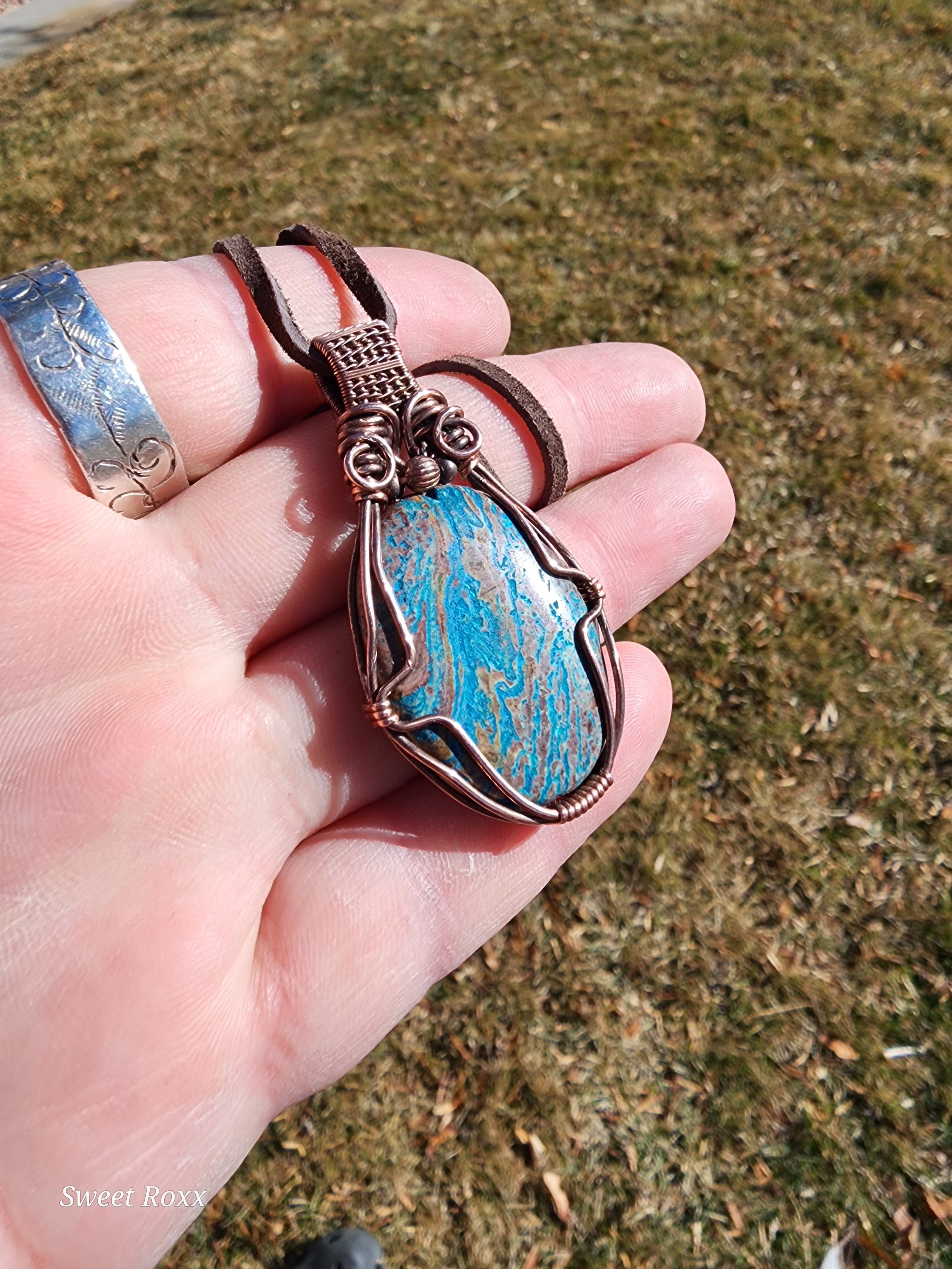 Azurite Wrapped in Vintage Copper