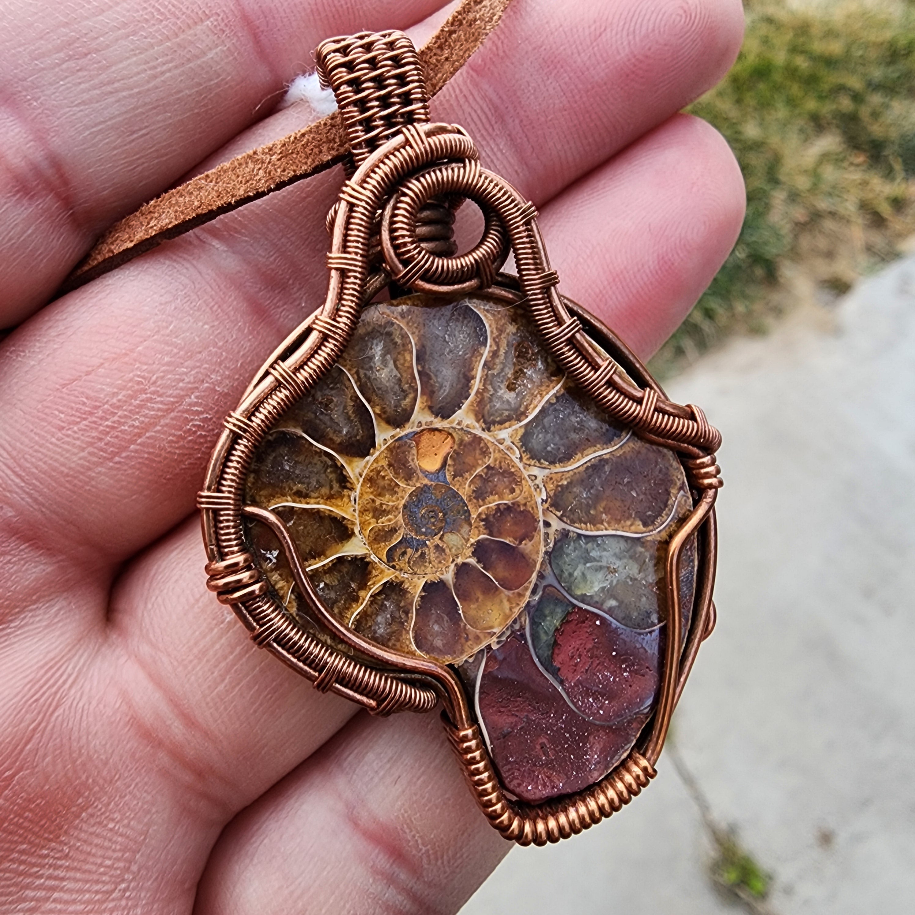 Ammonite Fossil with Vintage Copper