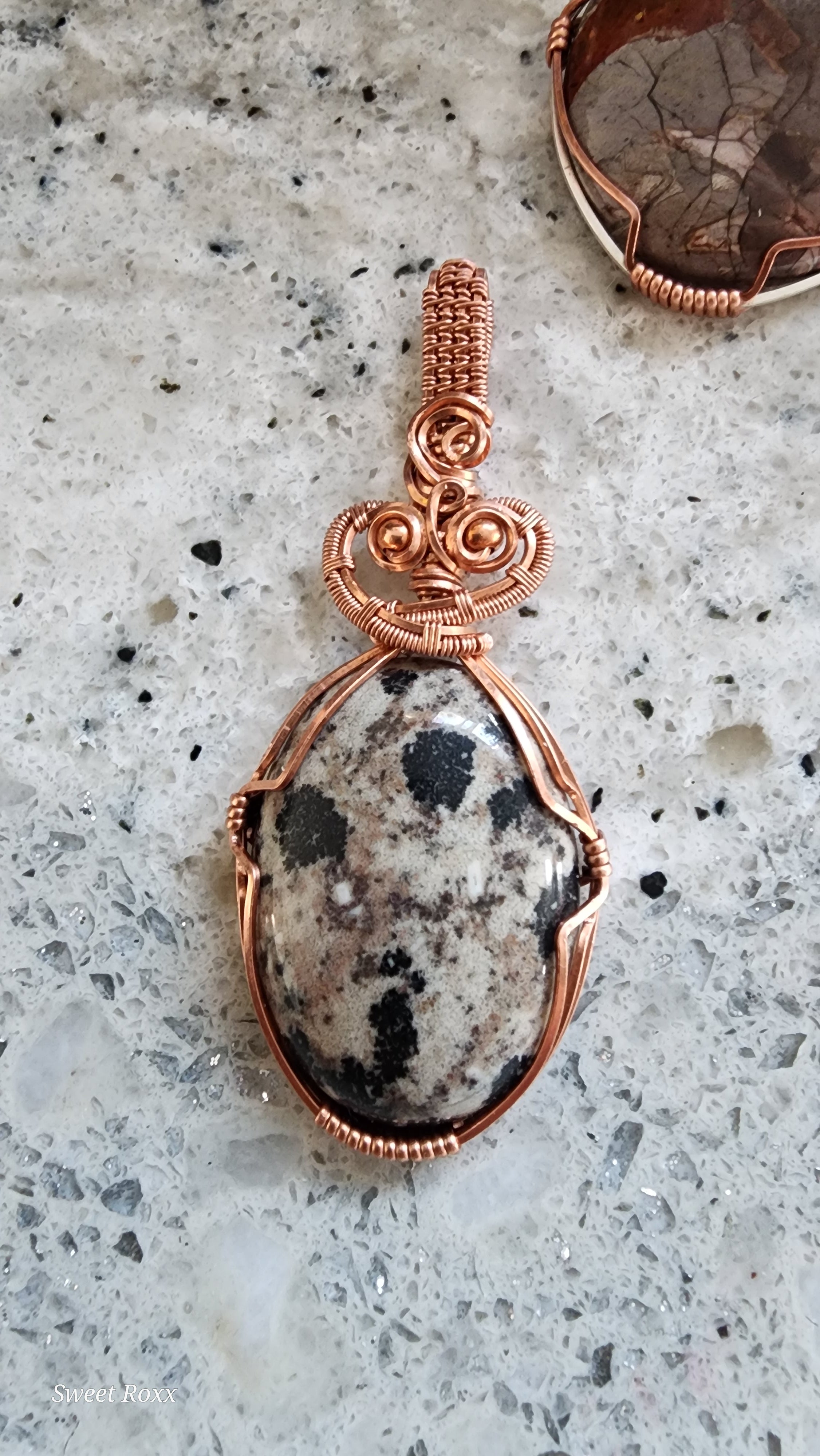 Dalmatian Jasper Pendant in Vintage Copper