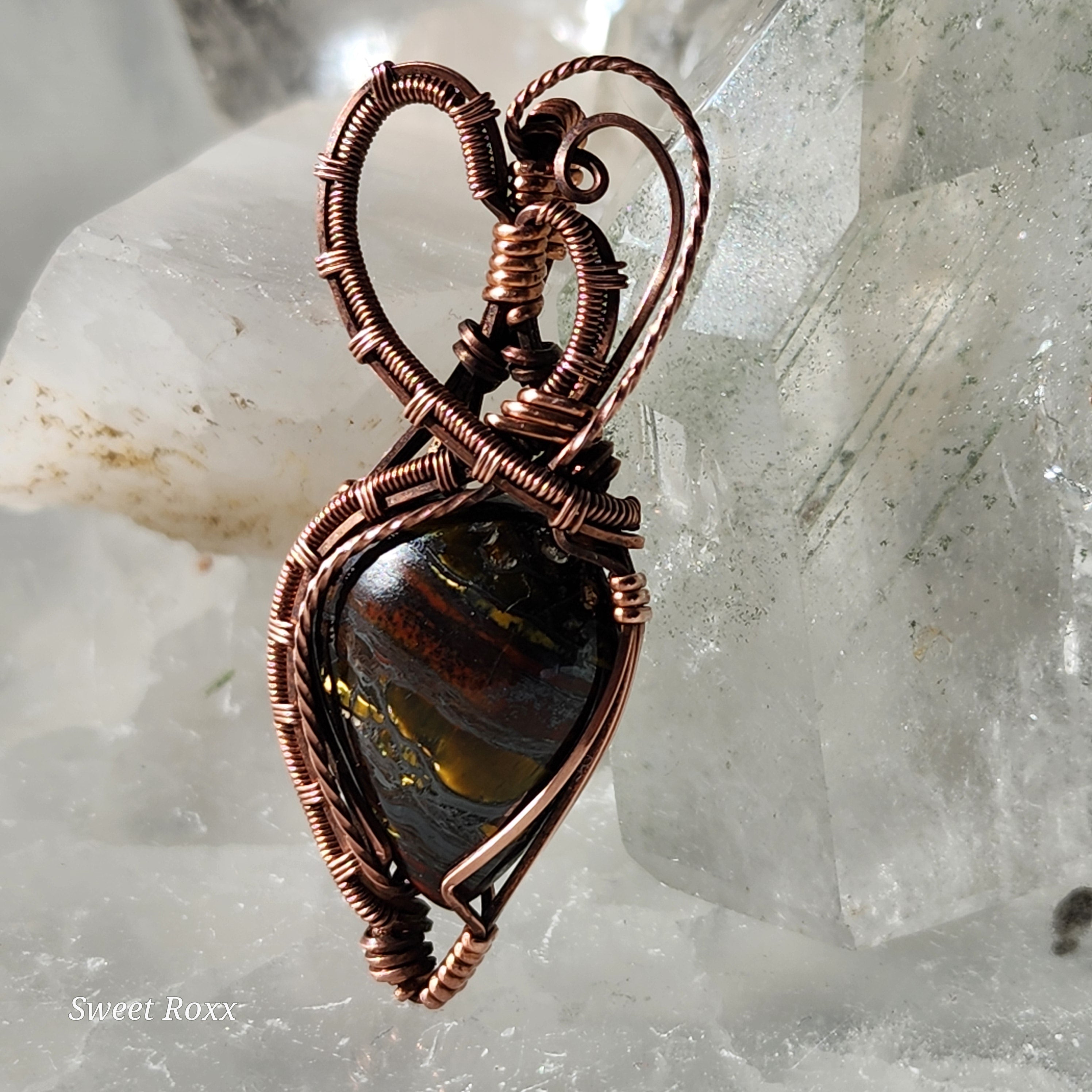 Divine Feminine Tiger Iron Pendant in Vintage Copper