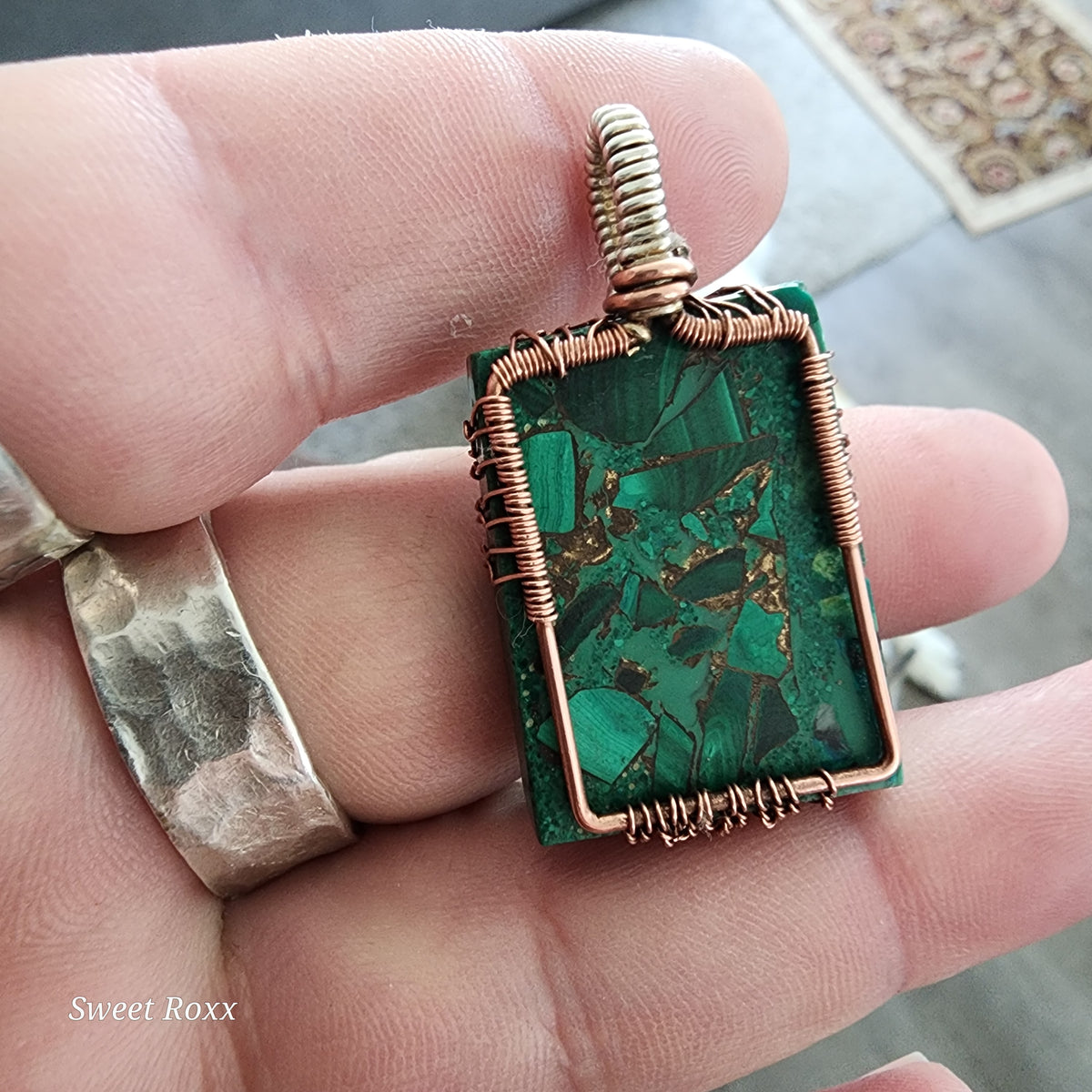 Handcrafted Tree of Life Composite Malachite Pendant