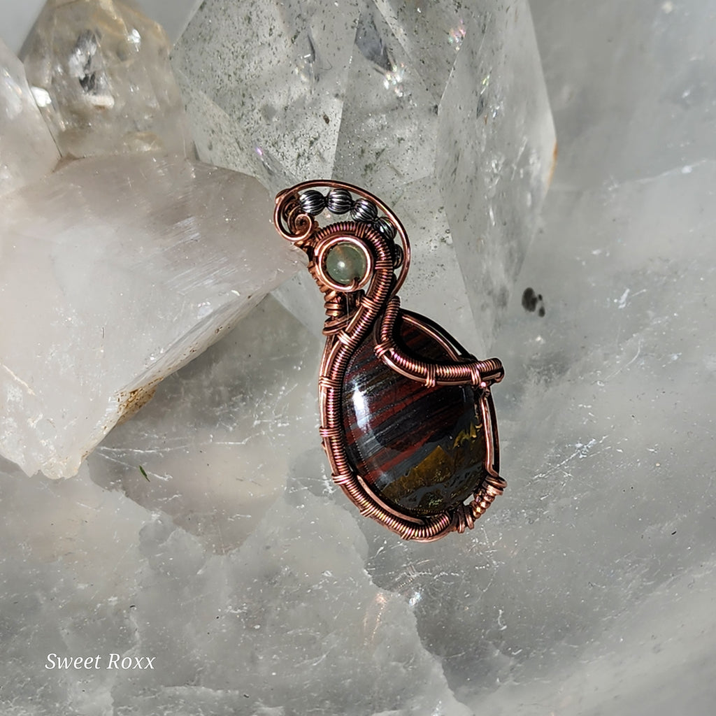 Divine Masculine Tiger Iron Pendant in Vintage Copper