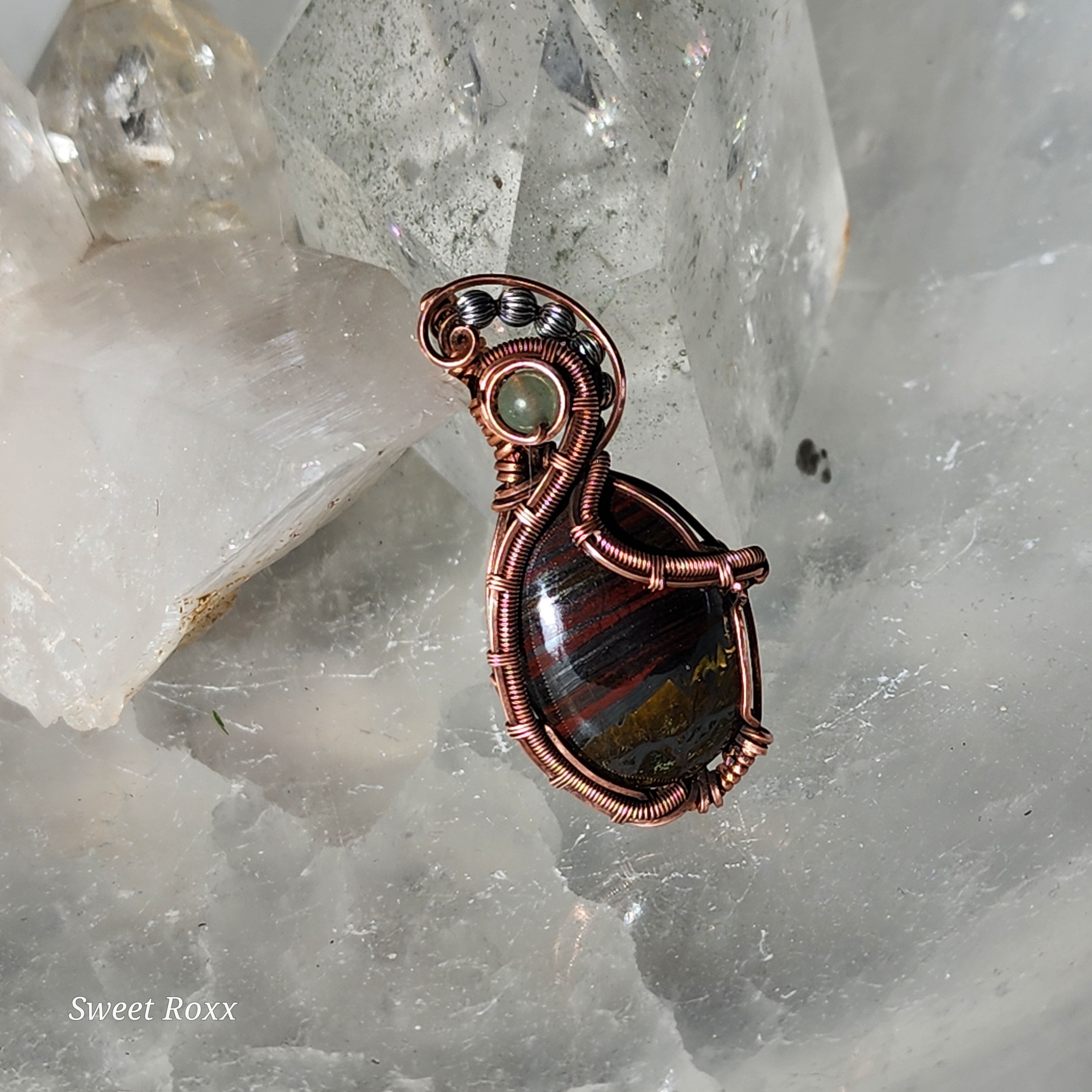 Divine Masculine Tiger Iron Pendant in Vintage Copper