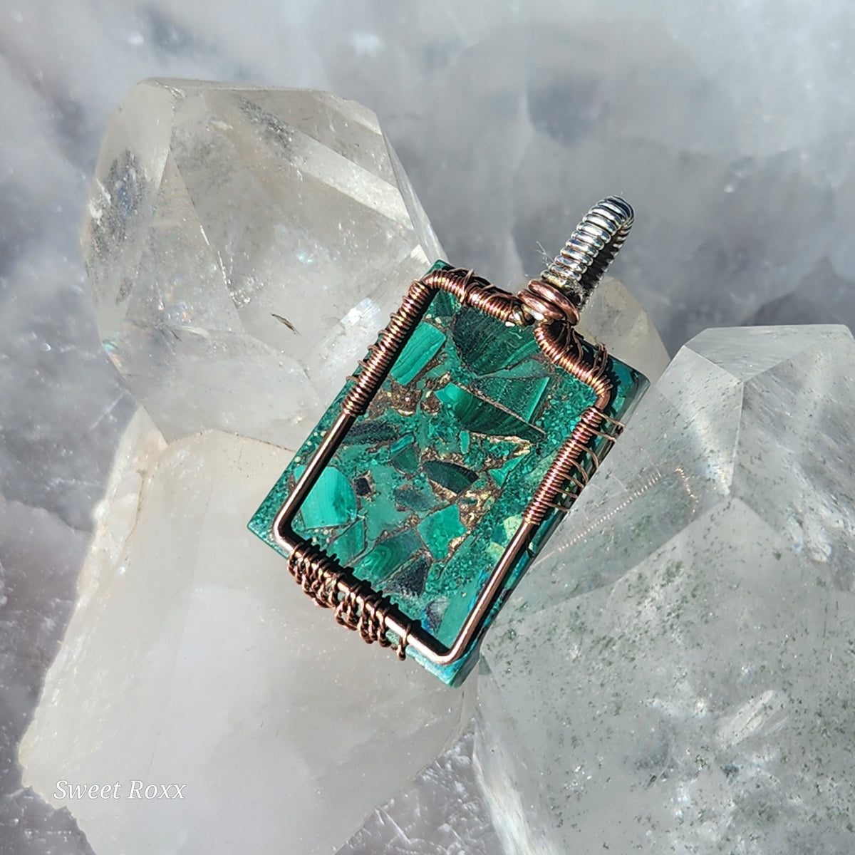 Handcrafted Tree of Life Composite Malachite Pendant