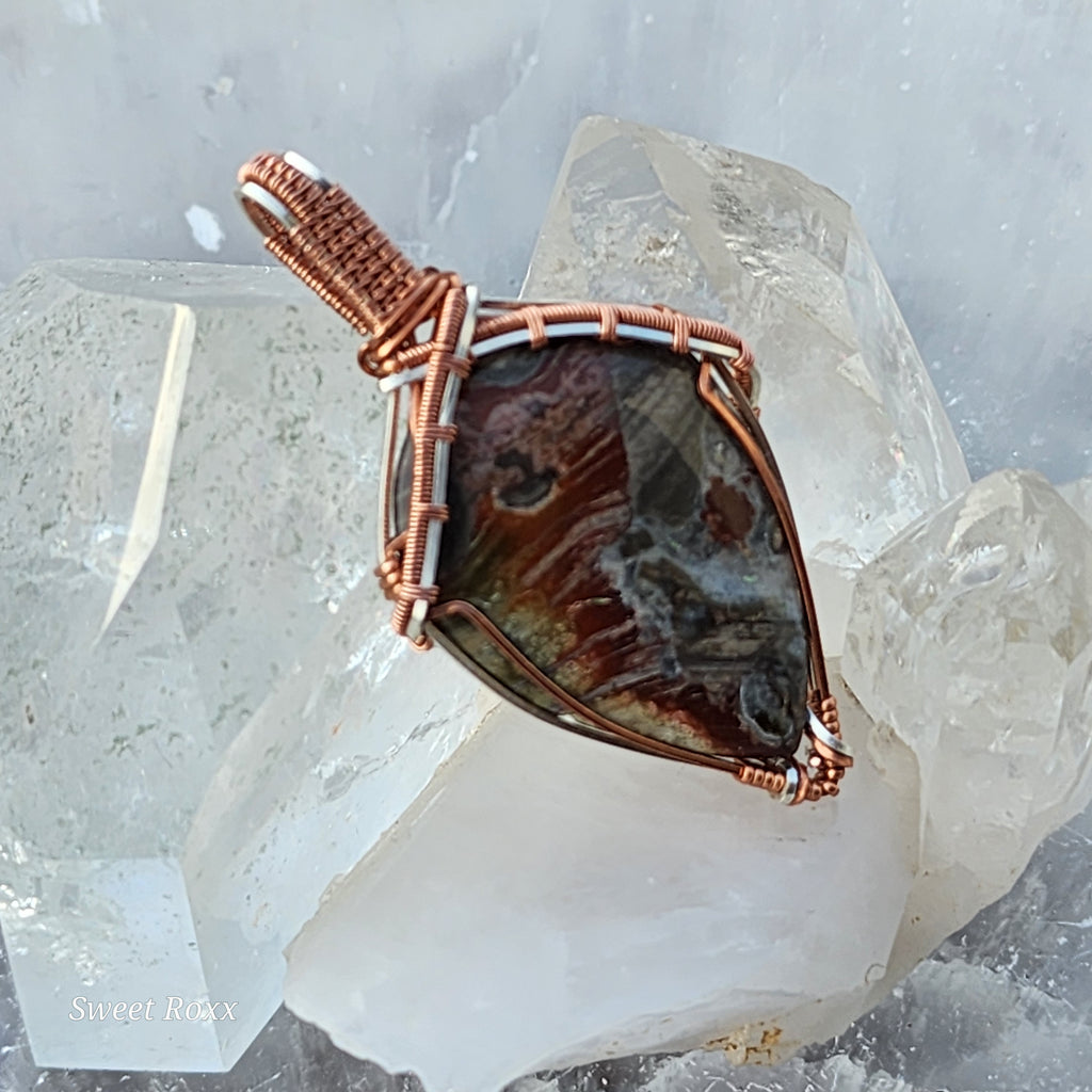 Structural Mushroom Rhyolite Shield Pendant
