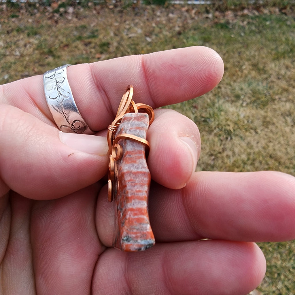 Red Granite Pendant in Copper