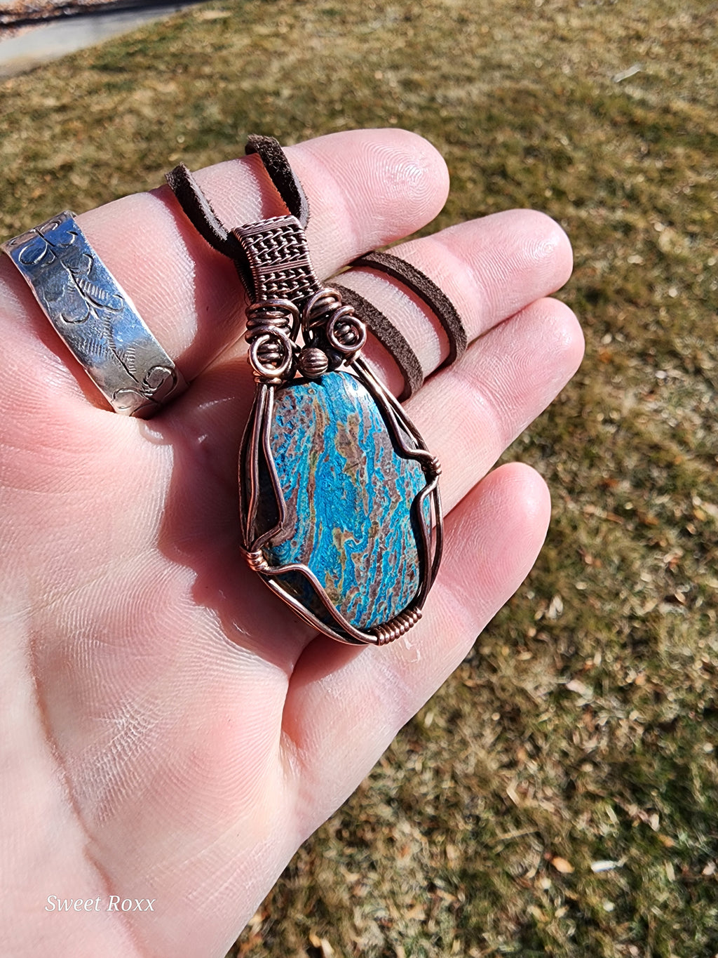 Azurite Wrapped in Vintage Copper