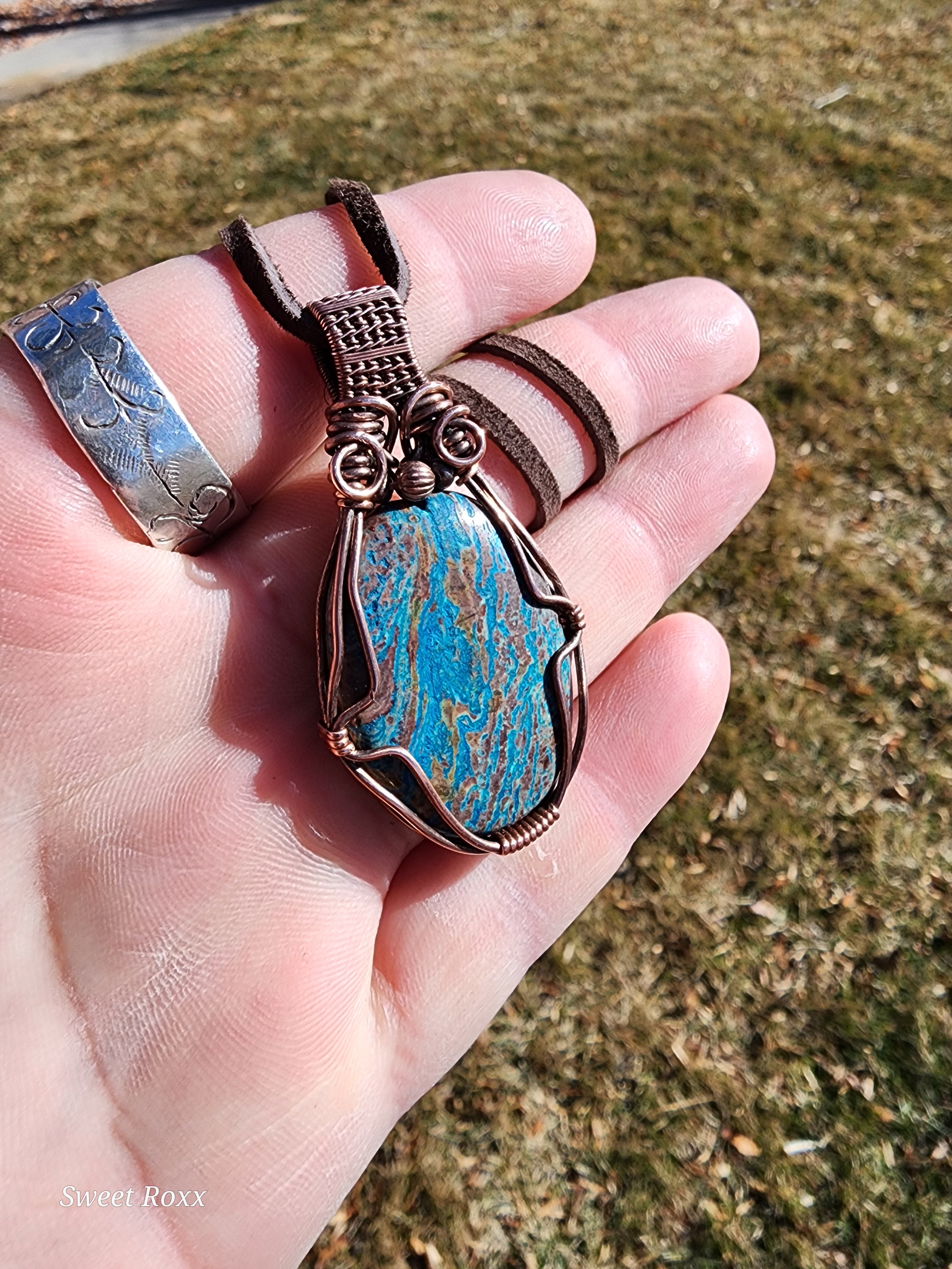 Azurite Wrapped in Vintage Copper