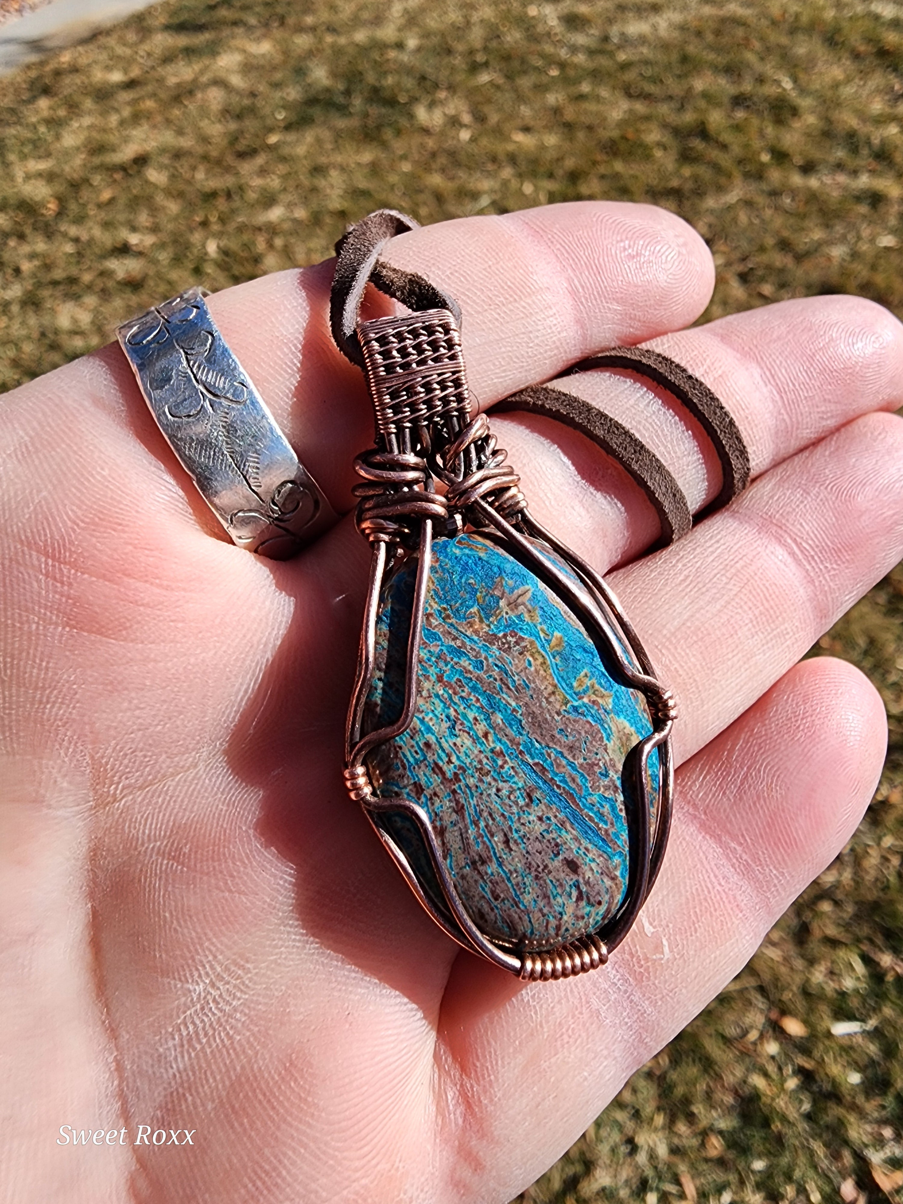 Azurite Wrapped in Vintage Copper