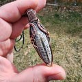 Orthoceras Fossil Pendant in Vintage Copper