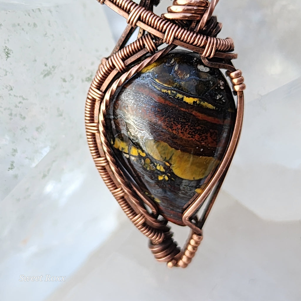 Divine Feminine Tiger Iron Pendant in Vintage Copper