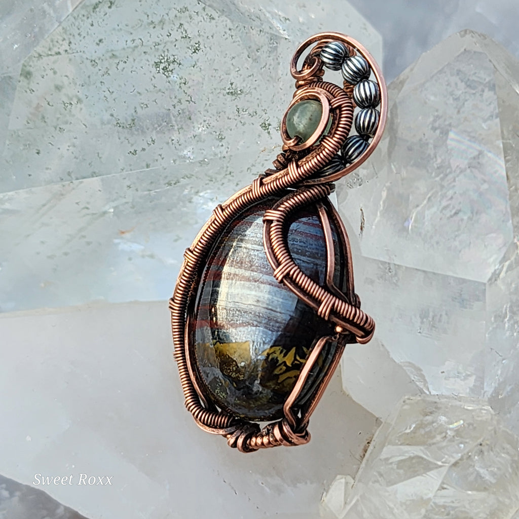 Divine Masculine Tiger Iron Pendant in Vintage Copper