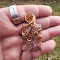 Red Granite Pendant in Copper