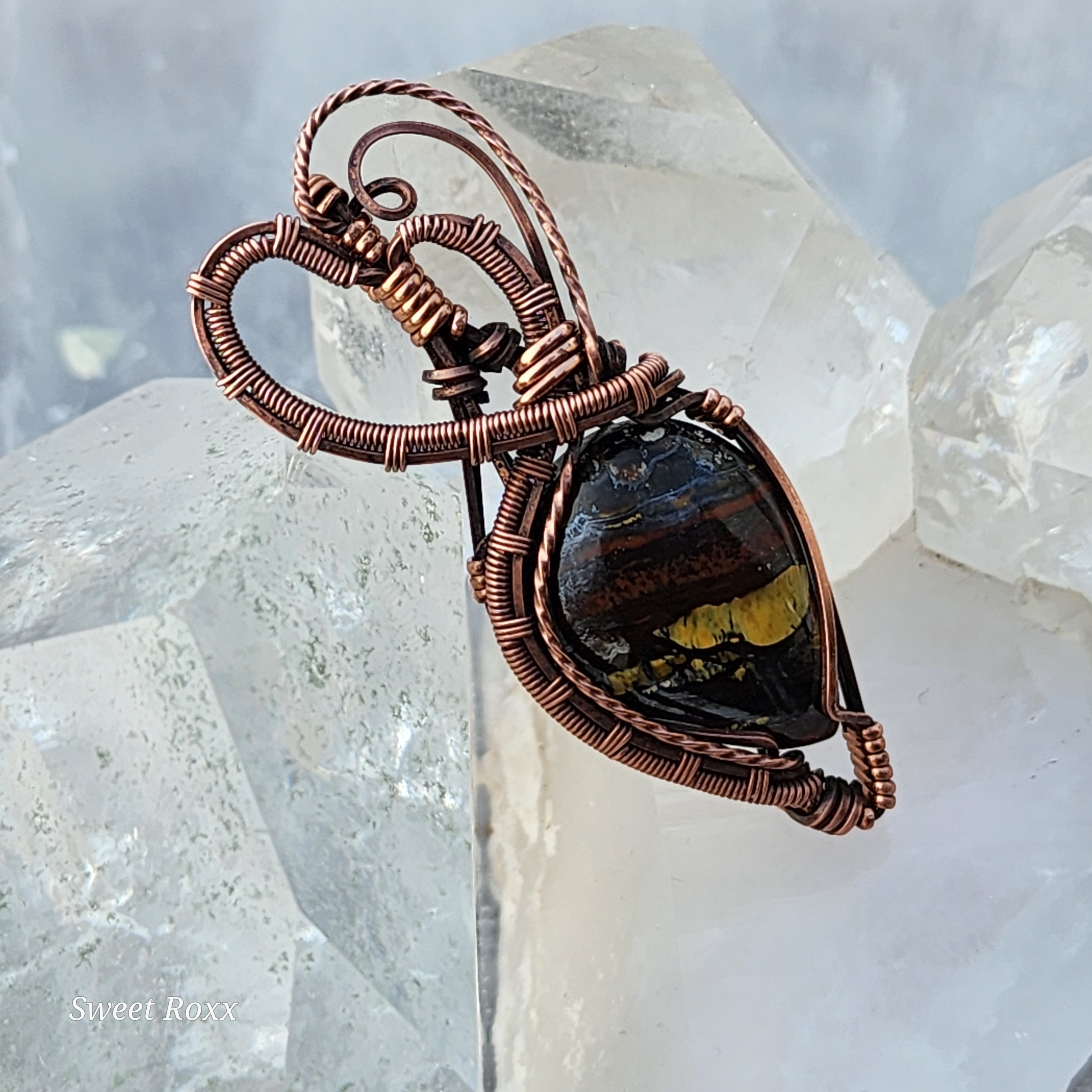 Divine Feminine Tiger Iron Pendant in Vintage Copper