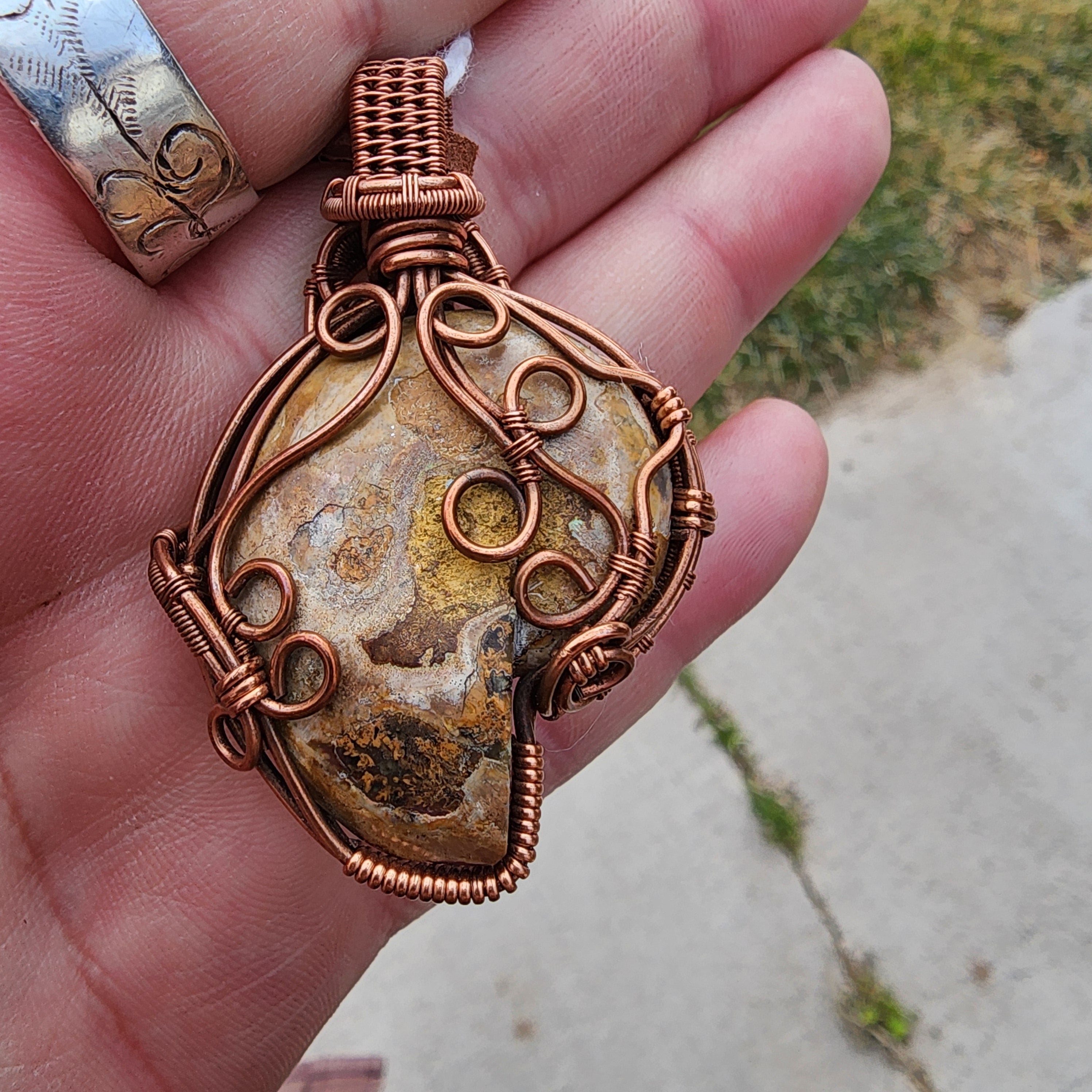 Ammonite Fossil with Vintage Copper