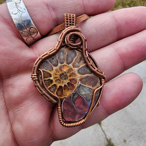 Ammonite Fossil with Vintage Copper