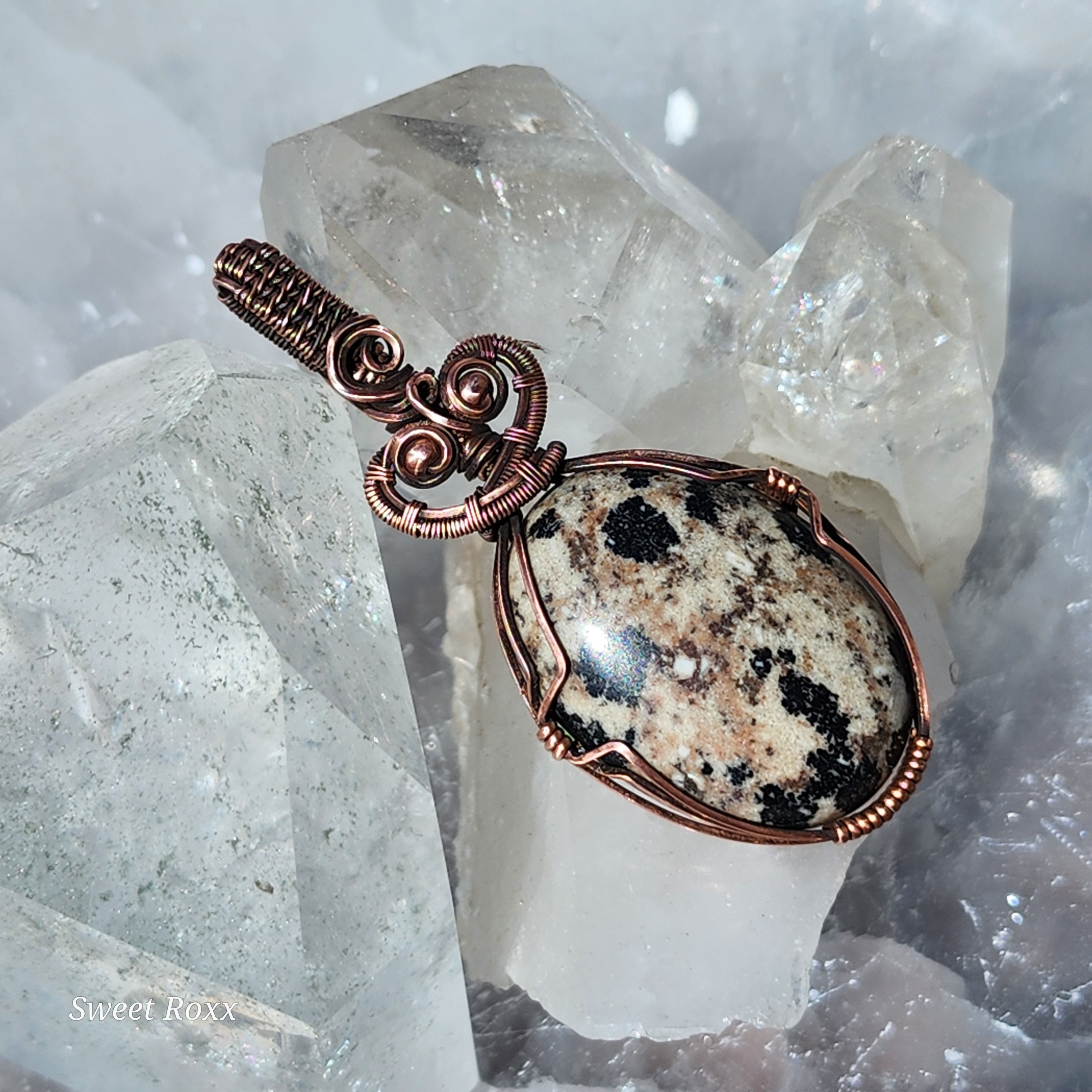 Dalmatian Jasper Pendant in Vintage Copper