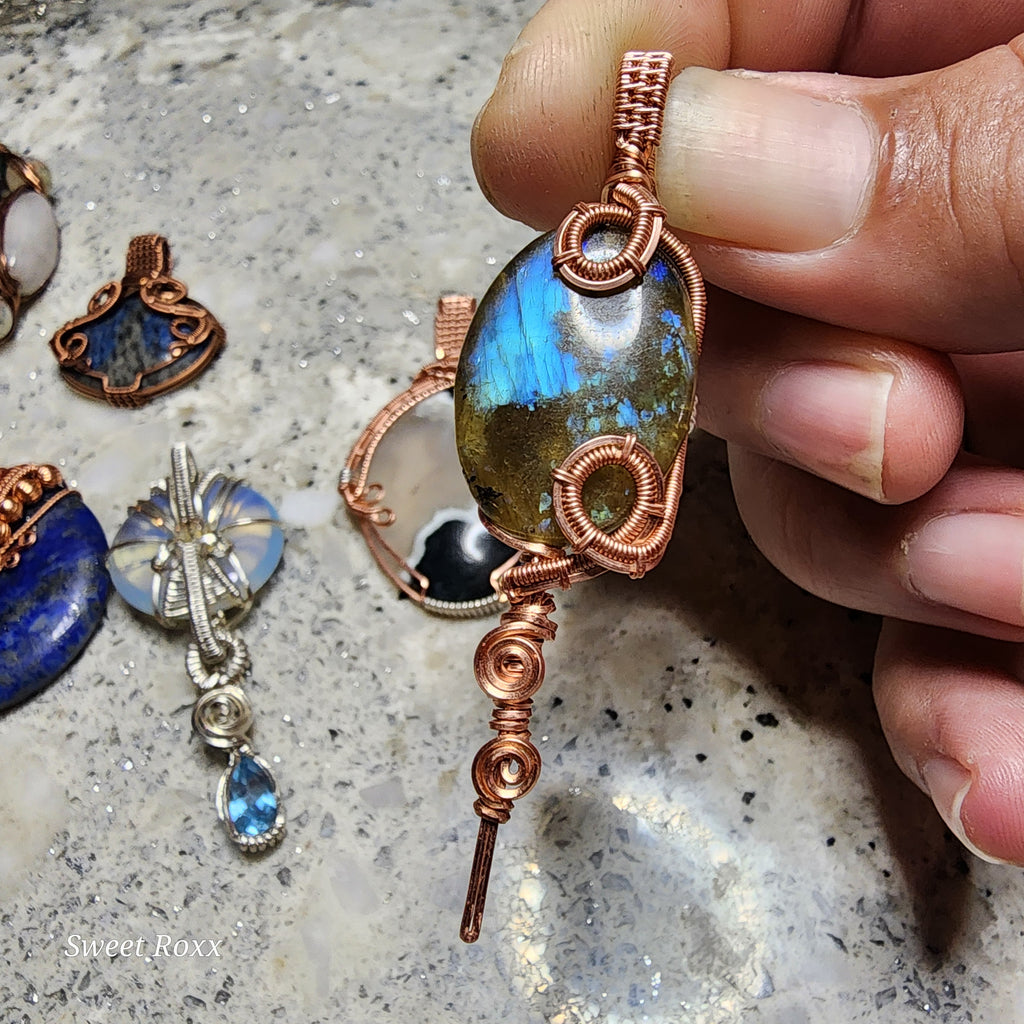 Handcrafted Labradorite Copper Energy Conduit Talisman