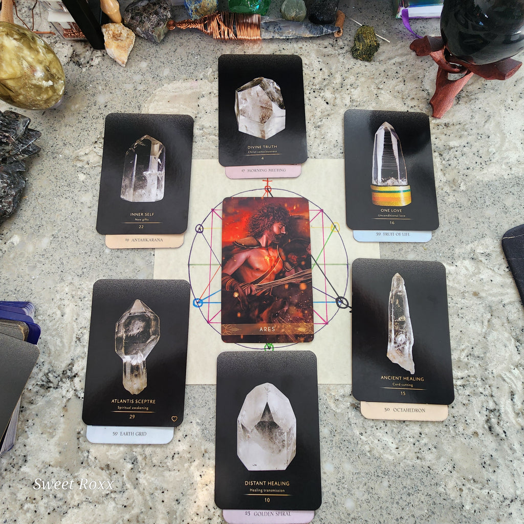 This step of the oracle readings follow the same flow (4 o' clock to 2 o' clock). The Crystal Devas clarify the sacred geometry messages.